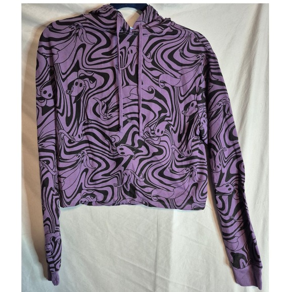 Nightmare Before Christmas Hoodie XS Purple Black Ghost Print Jenni - Picture 1 of 3
